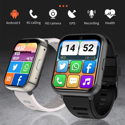 Montre intelligente d'appel 4G UNIWA DM66, 2 Go+16 Go, écran IPS de 1,99 pouces, Android 9.0, compatible WiFi GPS (argent)