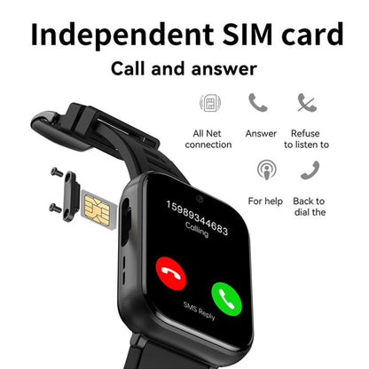 UNIWA DM66 4G Calling Smart Watch, 2GB+16GB, 1.99 inch IPS Screen Android 9.0 Support WiFi GPS(Black)