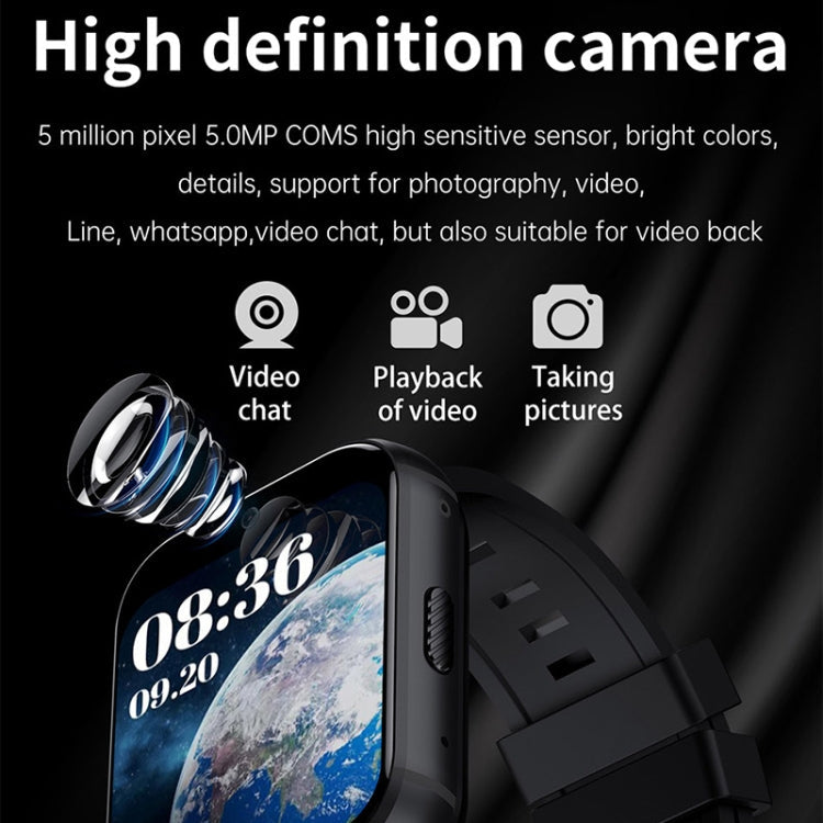 UNIWA DM66 4G Calling Smart Watch, 2GB+16GB, 1.99 inch IPS Screen Android 9.0 Support WiFi GPS(Black)