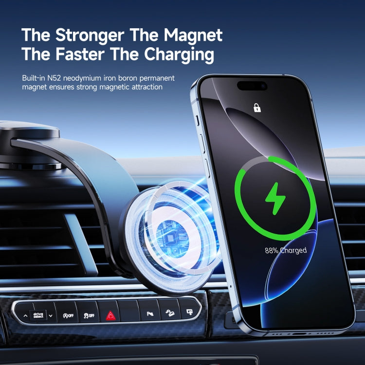 DUZZONA V5 Pro 15W Qi2 Car Magnetic Wireless Charger Phone Holder(Transparent)
