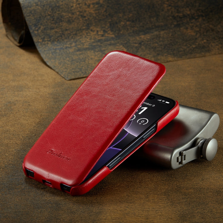 For iPhone 16 Pro Max Fierre Shann 64 Texture Vertical Flip PU Leather Phone Case(Red)