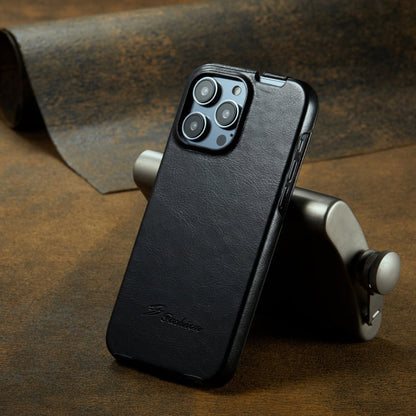 Pour iPhone 16 Pro Max Fierre Shann 64 Texture Vertical Flip Étui de téléphone en cuir PU (Noir)