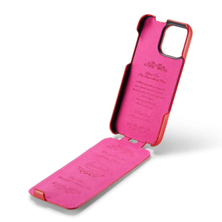 Pour iPhone 16 Pro Étui de téléphone en cuir PU à rabat vertical texturé Fierre Shann 64 (rouge)