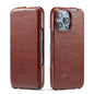 Pour iPhone 16 Pro Fierre Shann 64 Étui de téléphone en cuir PU à rabat vertical texturé (marron)