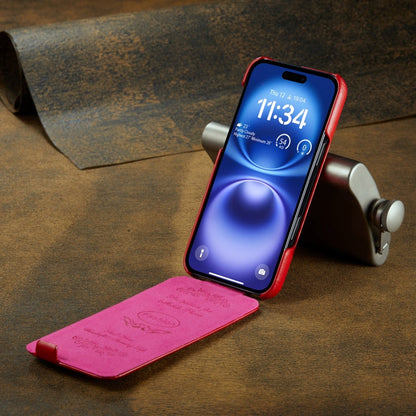 For iPhone 16 Plus Fierre Shann 64 Texture Vertical Flip PU Leather Phone Case(Red)