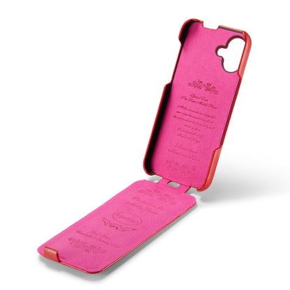 For iPhone 16 Fierre Shann 64 Texture Vertical Flip PU Leather Phone Case(Red)