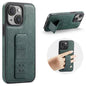 Pour iPhone 15 Fierre Shann Étui de téléphone arrière en cuir de vachette ciré (vert)