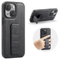 For iPhone 14 Plus Fierre Shann Oil Wax Cow Leather Holder Back Phone Case(Black)