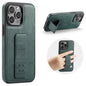 For iPhone 13 Pro Max Fierre Shann Oil Wax Cow Leather Holder Back Phone Case(Green)