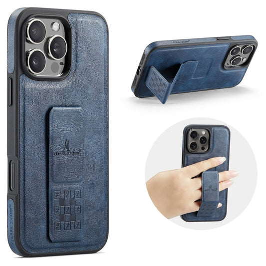 Pour iPhone 13 Pro Fierre Shann, étui de téléphone arrière en cuir de vachette ciré (Bleu)