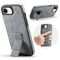 For iPhone 17e / 16e Fierre Shann Oil Wax Cow Leather Holder Back Phone Case(Grey)