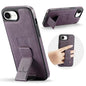 For iPhone 17e / 16e Fierre Shann Oil Wax Cow Leather Holder Back Phone Case(Purple)