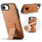 For iPhone 17e / 16e Fierre Shann Oil Wax Cow Leather Holder Back Phone Case(Brown)