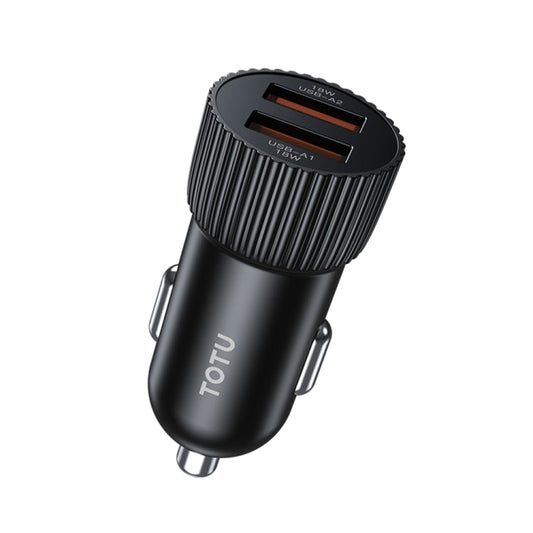 Chargeur de voiture à charge rapide double port USB 36W TOTU CC-1 (noir)
