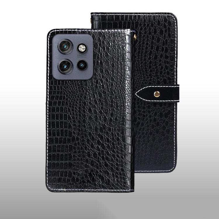 For Motorola Edge 50 Neo idewei Crocodile Texture Leather Phone Case(Black)
