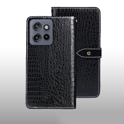 For Motorola Edge 50 Neo idewei Crocodile Texture Leather Phone Case(Black)