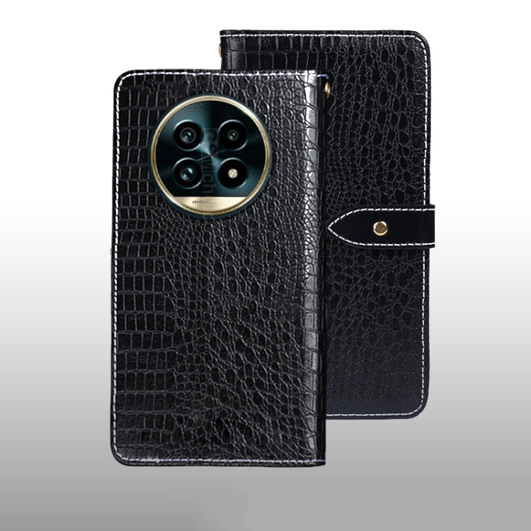 For Realme 13 Pro+ 5G idewei Crocodile Texture Leather Phone Case(Black)