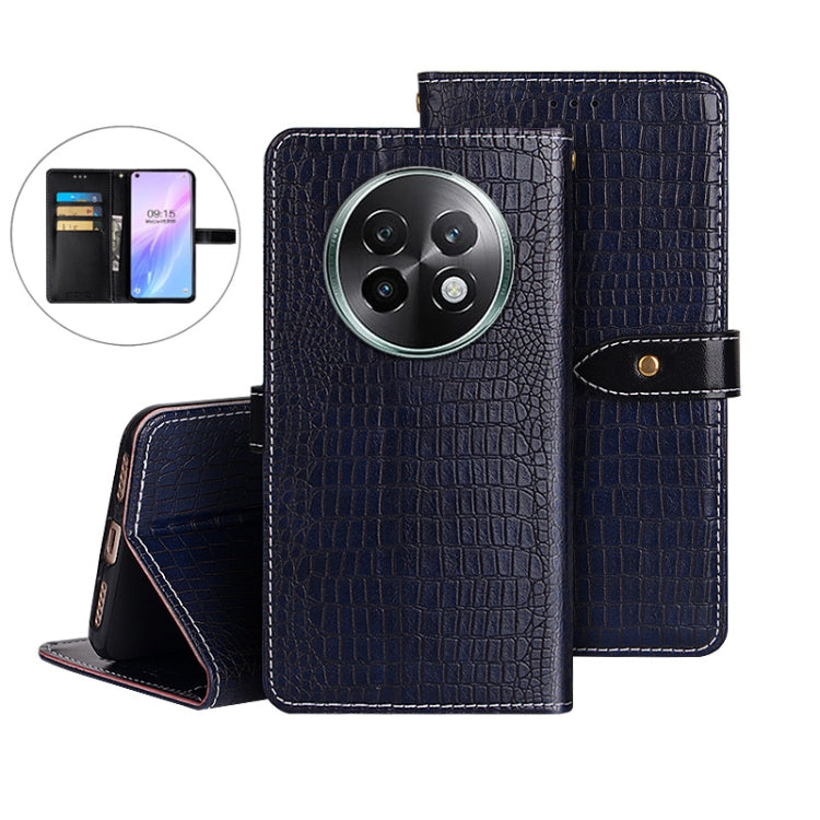 For Realme 13+ 5G idewei Crocodile Texture Leather Phone Case(Dark Blue)