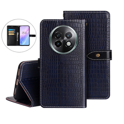 For Realme 13+ 5G idewei Crocodile Texture Leather Phone Case(Dark Blue)