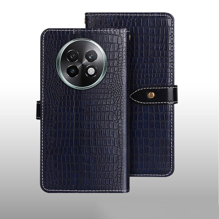 For Realme 13+ 5G idewei Crocodile Texture Leather Phone Case(Dark Blue)