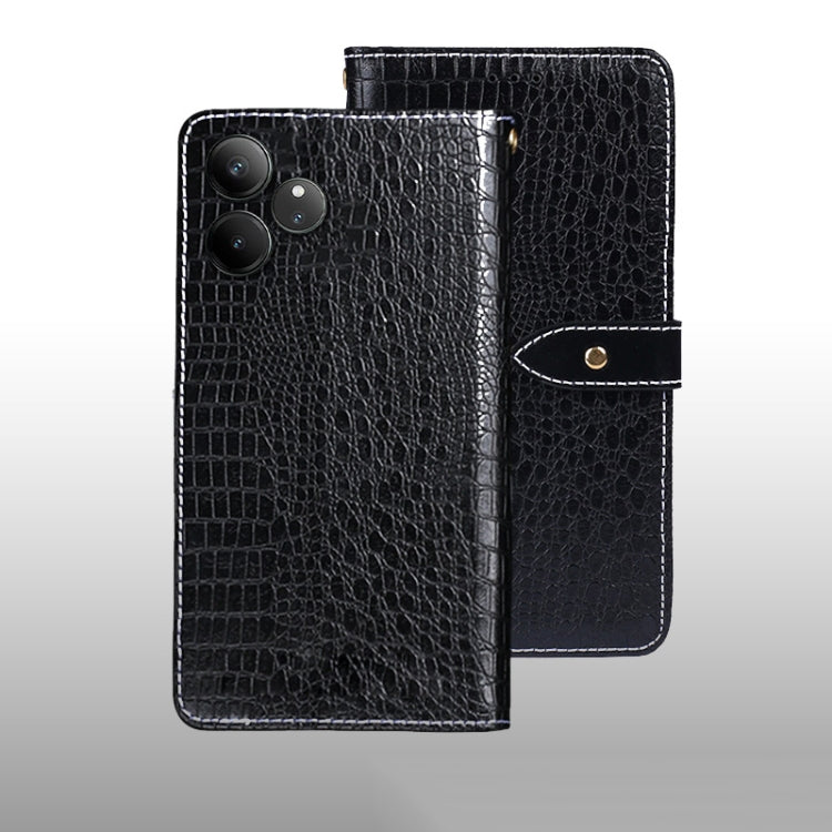 For Realme GT 6 5G Taiwan, China idewei Crocodile Texture Leather Phone Case(Black)