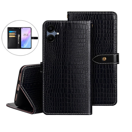 For Samsung Galaxy A06 4G idewei Crocodile Texture Leather Phone Case(Black)