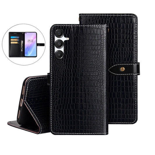 For Samsung Galaxy A16 5G idewei Crocodile Texture Leather Phone Case(Black)
