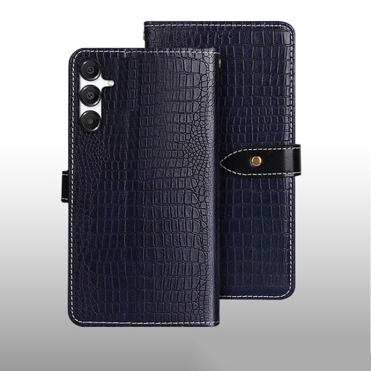For Samsung Galaxy A16 5G idewei Crocodile Texture Leather Phone Case(Dark Blue)