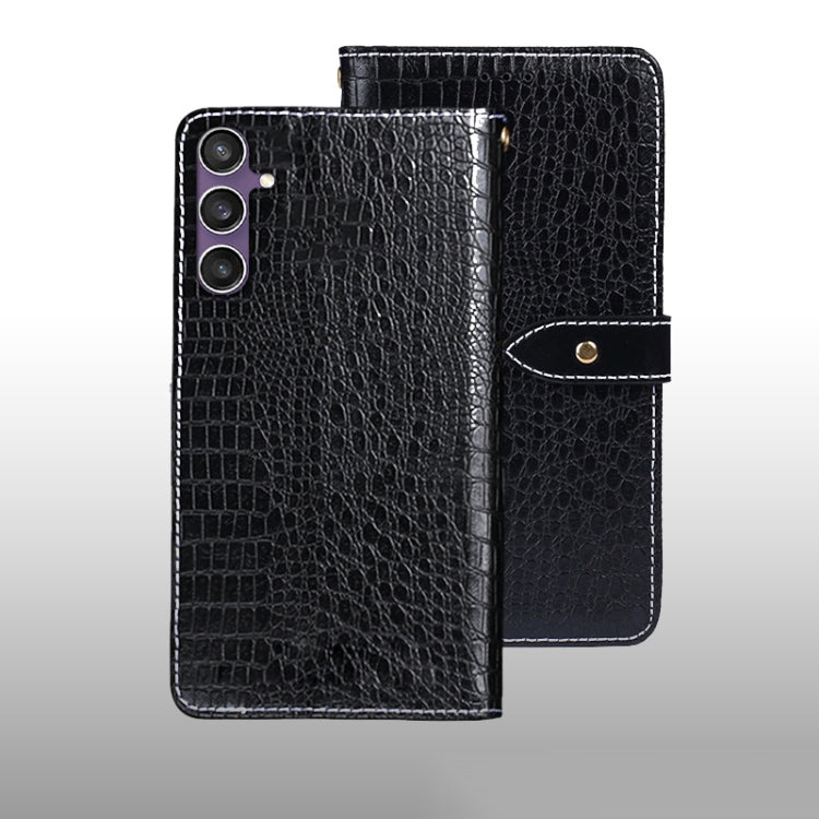 For Samsung Galaxy S24 FE 5G idewei Crocodile Texture Leather Phone Case(Black)
