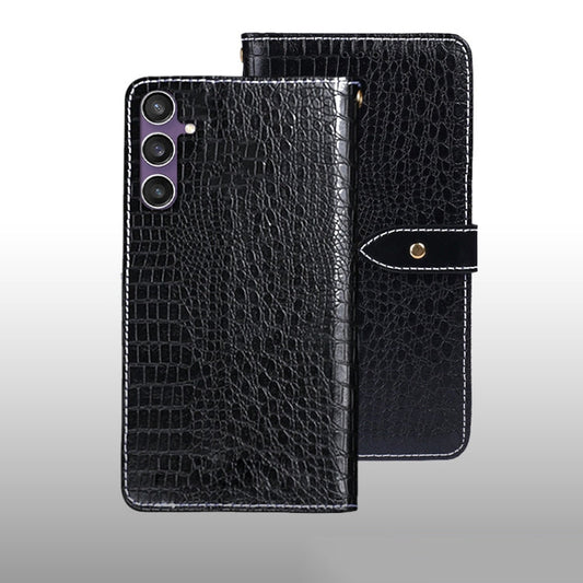 For Samsung Galaxy S24 FE 5G idewei Crocodile Texture Leather Phone Case(Black)