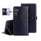 For Samsung Galaxy S24 FE 5G idewei Crocodile Texture Leather Phone Case(Dark Blue)
