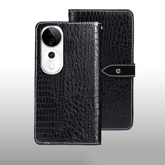 For vivo V40 5G idewei Crocodile Texture Leather Phone Case(Black)