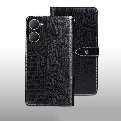 For vivo Y03 4G Global idewei Crocodile Texture Leather Phone Case(Black)