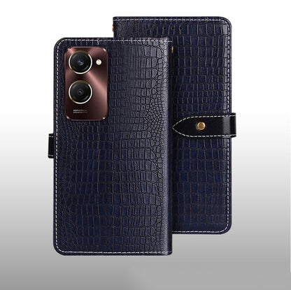 For vivo Y28s 5G idewei Crocodile Texture Leather Phone Case(Dark Blue)