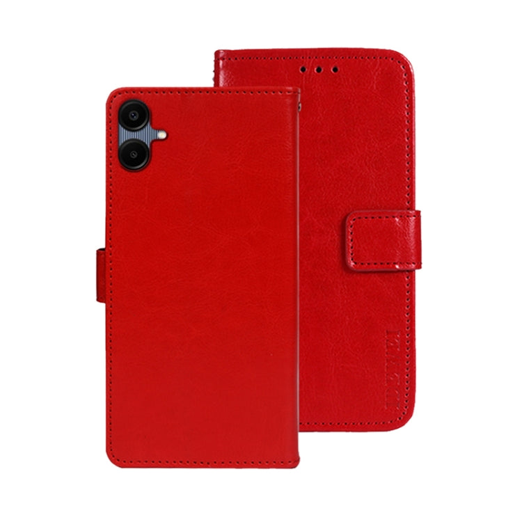 Pour Samsung Galaxy A06 4G idewei Crazy Horse Texture Housse de téléphone en cuir (Rouge)