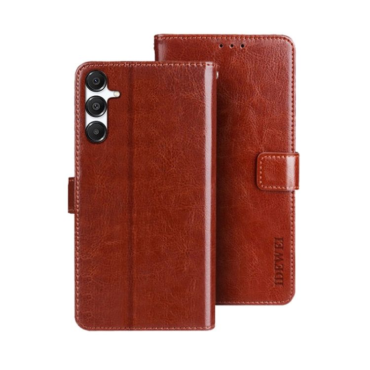 For Samsung Galaxy A16 5G idewei Crazy Horse Texture Leather Phone Case(Brown)