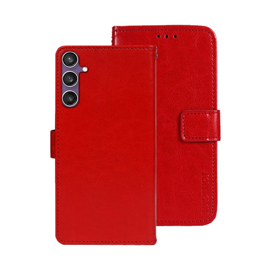 For Samsung Galaxy S24 FE 5G idewei Crazy Horse Texture Leather Phone Case(Red)