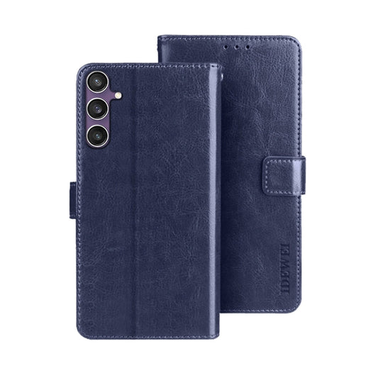 For Samsung Galaxy S24 FE 5G idewei Crazy Horse Texture Leather Phone Case(Blue)