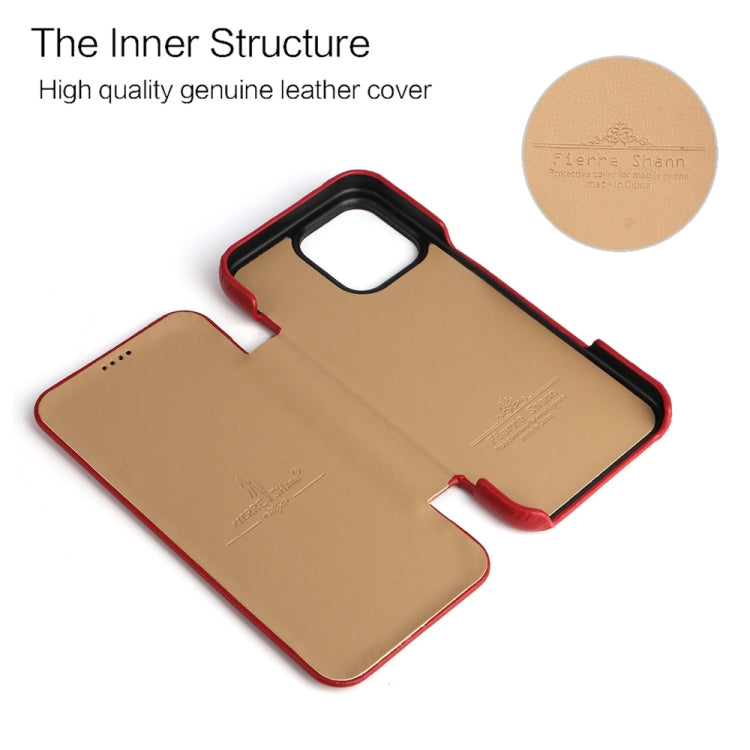 For iPhone 16 Pro Max Fierre Shann Top Layer Cowhide Business Magnetic Leather Phone Case(Red)