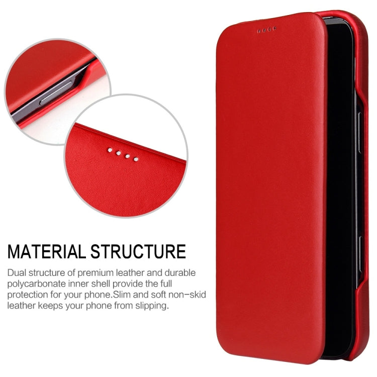For iPhone 16 Pro Max Fierre Shann Top Layer Cowhide Business Magnetic Leather Phone Case(Red)