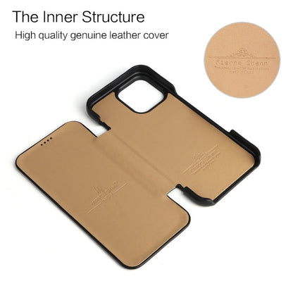 For iPhone 16 Pro Max Fierre Shann Top Layer Cowhide Business Magnetic Leather Phone Case(Black)