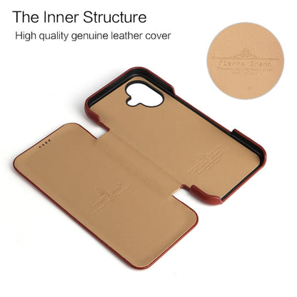 For iPhone 16 Plus Fierre Shann Top Layer Cowhide Business Magnetic Leather Phone Case(Brown)