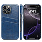 For iPhone 16 Pro Max Fierre Shann Retro Oil Wax Texture Card Slots PU Leather Phone Case(Blue)