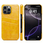 Pour iPhone 16 Pro Fierre Shann Étui de téléphone en cuir PU à fentes pour cartes avec texture en cire d'huile rétro (jaune)