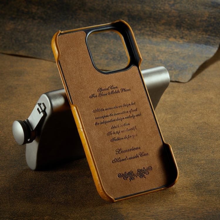 Pour iPhone 16 Pro Fierre Shann Étui de téléphone en cuir PU à fentes pour cartes avec texture en cire d'huile rétro (jaune)