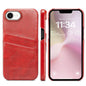 For iPhone 17e / 16e Fierre Shann Retro Oil Wax Texture Card Slots PU Leather Phone Case(Red)