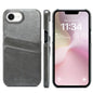 For iPhone 17e / 16e Fierre Shann Retro Oil Wax Texture Card Slots PU Leather Phone Case(Grey)