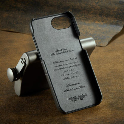 For iPhone 17e / 16e Fierre Shann Retro Oil Wax Texture Card Slots PU Leather Phone Case(Grey)
