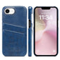 For iPhone 17e / 16e Fierre Shann Retro Oil Wax Texture Card Slots PU Leather Phone Case(Blue)