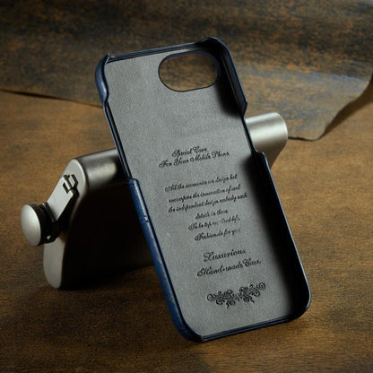 For iPhone 17e / 16e Fierre Shann Retro Oil Wax Texture Card Slots PU Leather Phone Case(Blue)